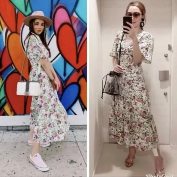 Zara Printed Cutout Midi Floral Dress size XS - Picture 2 of 14